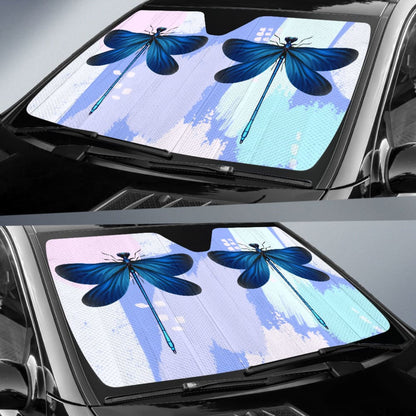 Blue Dragonfly Watercolor Car Auto Sun Shades