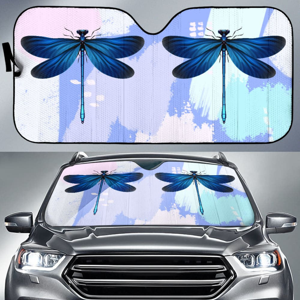Blue Dragonfly Watercolor Car Auto Sun Shades