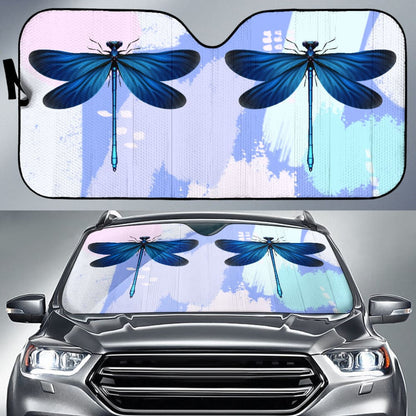 Blue Dragonfly Watercolor Car Auto Sun Shades