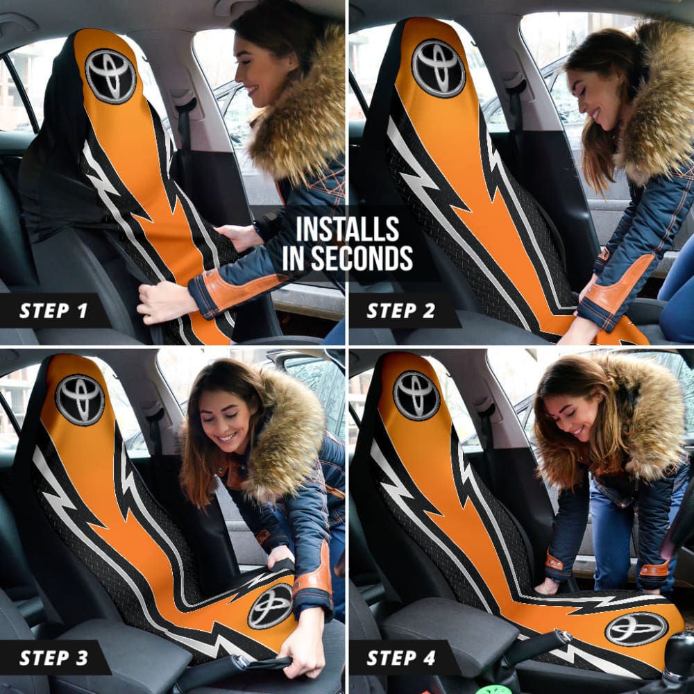 Orange And Black Toyota Amazing Style Car Seat Covers Custom