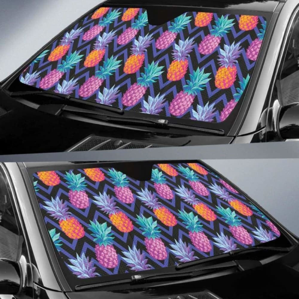 Pineapples Pattern Zigzag Background Car Auto Sun Shades