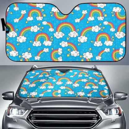 Rainbows Sky Clouds Pattern Car Auto Sun Shades
