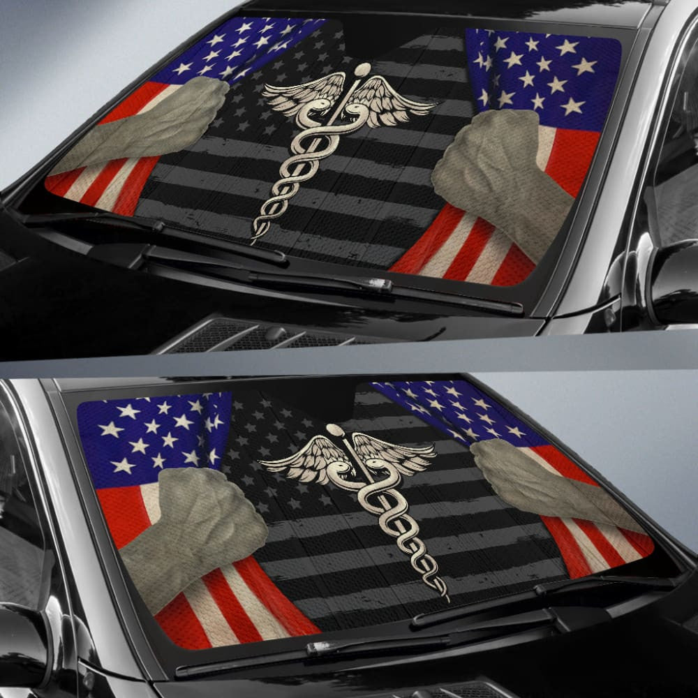 Amazing Patriot Nurse American Flag Car Auto Sun Shades