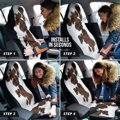 Amazing Best Gift Brown Cowhide Print Car Seat Covers Custom