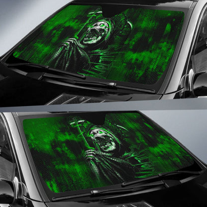 Gothic Green Skull Car Auto Sun Shades