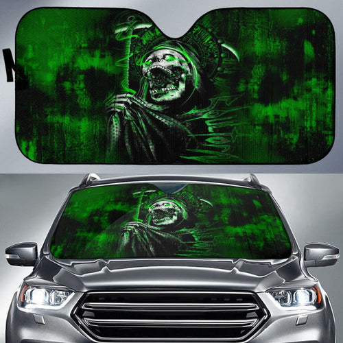 Gothic Green Skull Car Auto Sun Shades