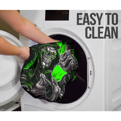 Gray And Green Gothic Skull Grim Reaper Car Seat Covers