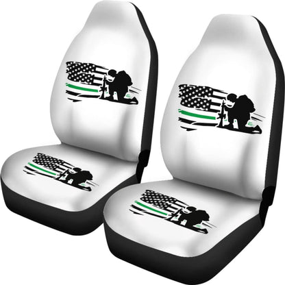 Thin Green Line American Flag Car Seats Covers Honoring Military