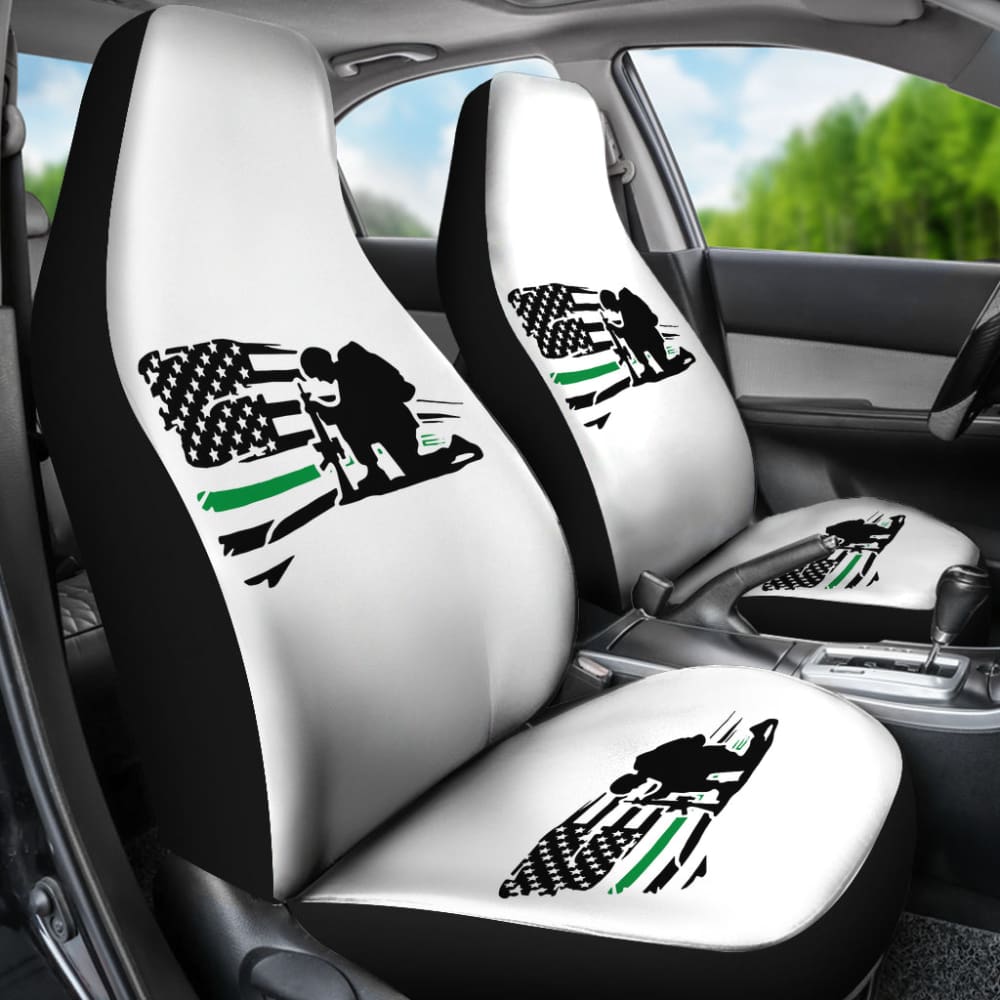 Thin Green Line American Flag Car Seats Covers Honoring Military