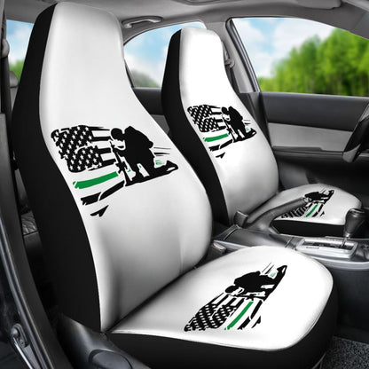 Thin Green Line American Flag Car Seats Covers Honoring Military