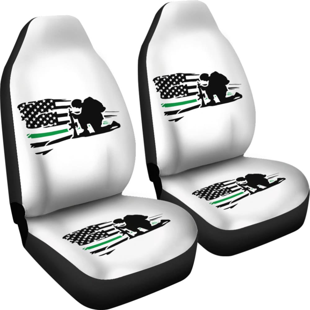 Thin Green Line American Flag Car Seats Covers Honoring Military