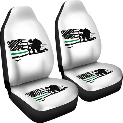 Thin Green Line American Flag Car Seats Covers Honoring Military