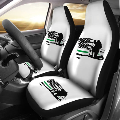 Thin Green Line American Flag Car Seats Covers Honoring Military