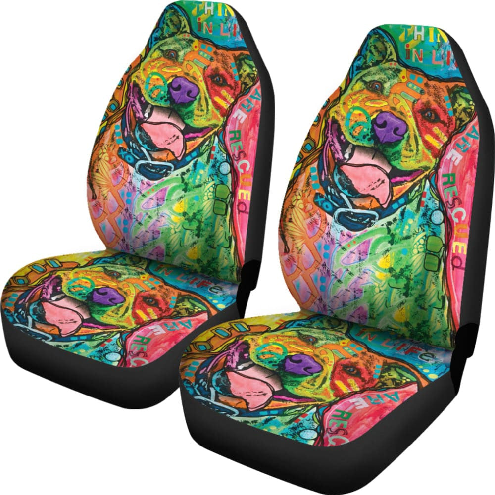Funny Colorful Pitbull Car Seat Covers
