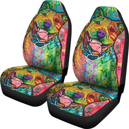 Funny Colorful Pitbull Car Seat Covers