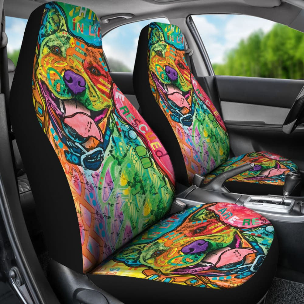 Funny Colorful Pitbull Car Seat Covers