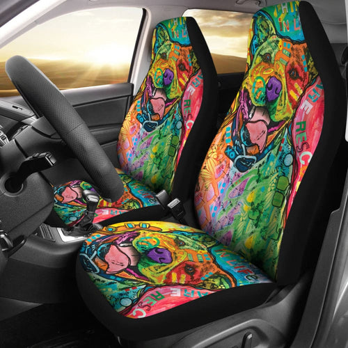 Funny Colorful Pitbull Car Seat Covers