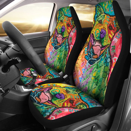 Funny Colorful Pitbull Car Seat Covers