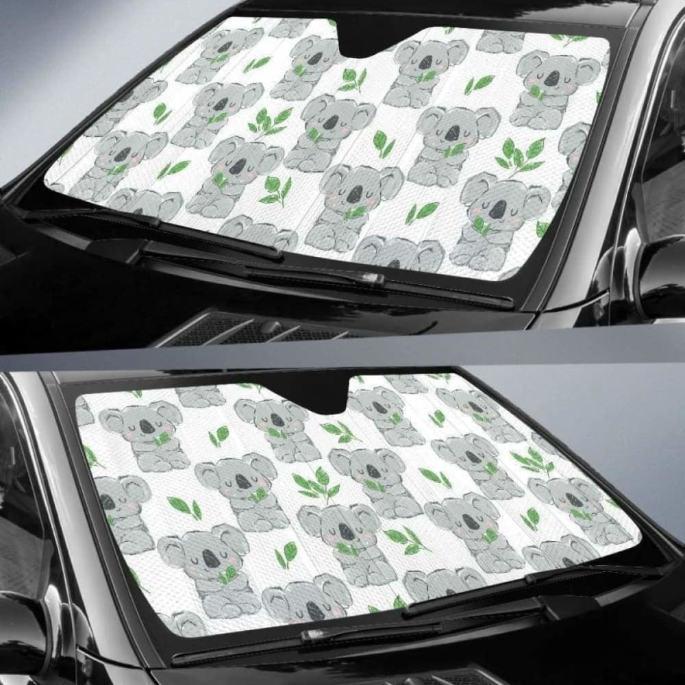 Hand Drawn Koala Leaves Pattern Car Auto Sun Shades