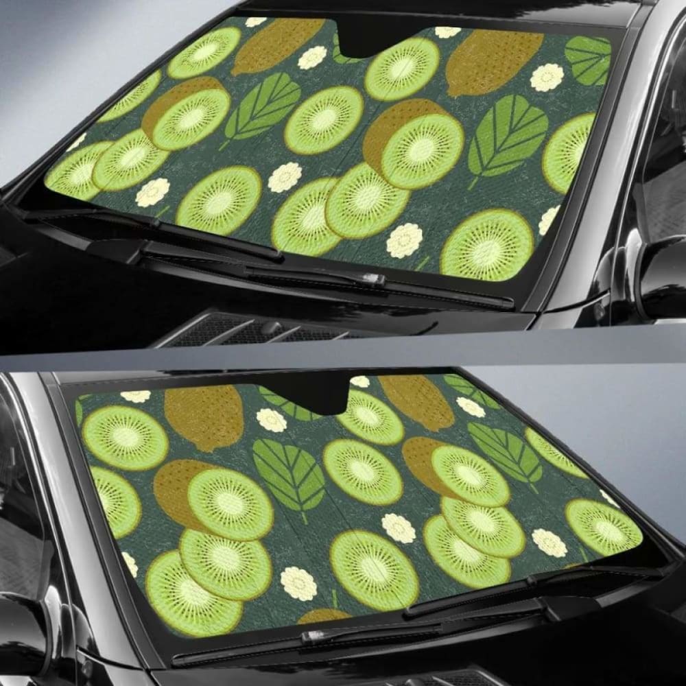 Whole Sliced Kiwi Leave And Flower Car Auto Sun Shades