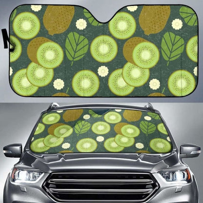 Whole Sliced Kiwi Leave And Flower Car Auto Sun Shades