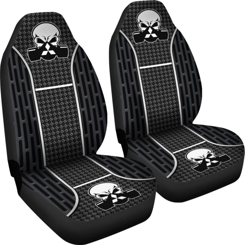 Black Themed Poison Gas Skull Mitsubishi Car Seat Covers