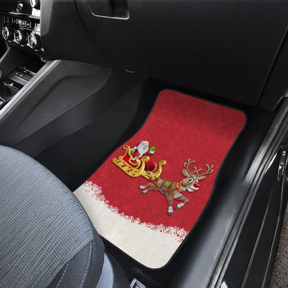 Red Nose Reindeer And Santa Claus Car Floor Mats