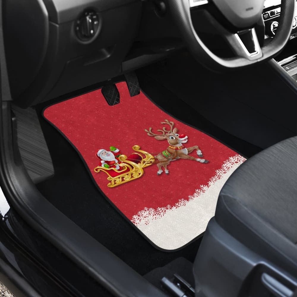 Red Nose Reindeer And Santa Claus Car Floor Mats