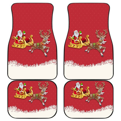 Red Nose Reindeer And Santa Claus Car Floor Mats