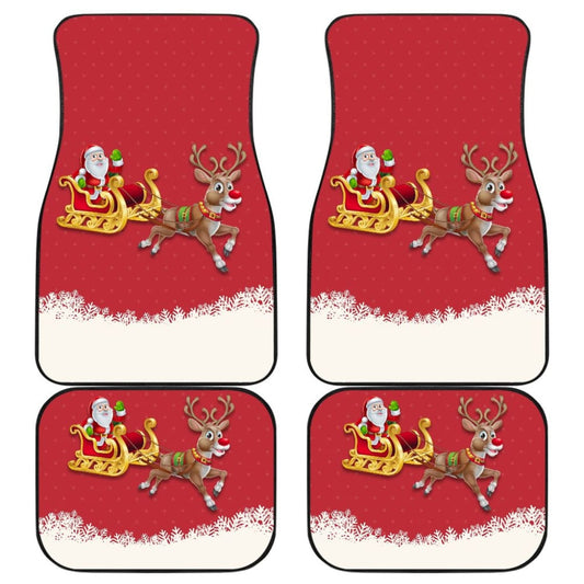 Red Nose Reindeer And Santa Claus Car Floor Mats