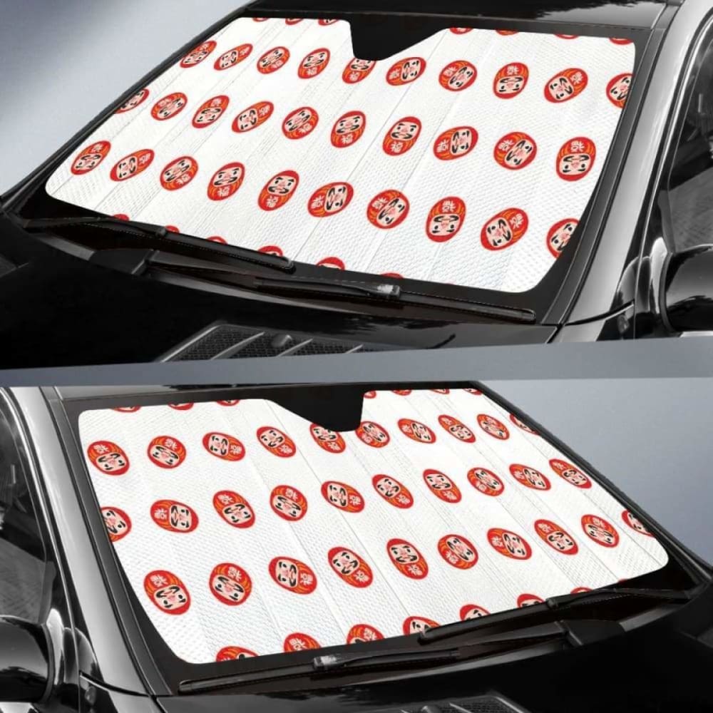 Daruma Japanese Wooden Doll Pattern Car Auto Sun Shades