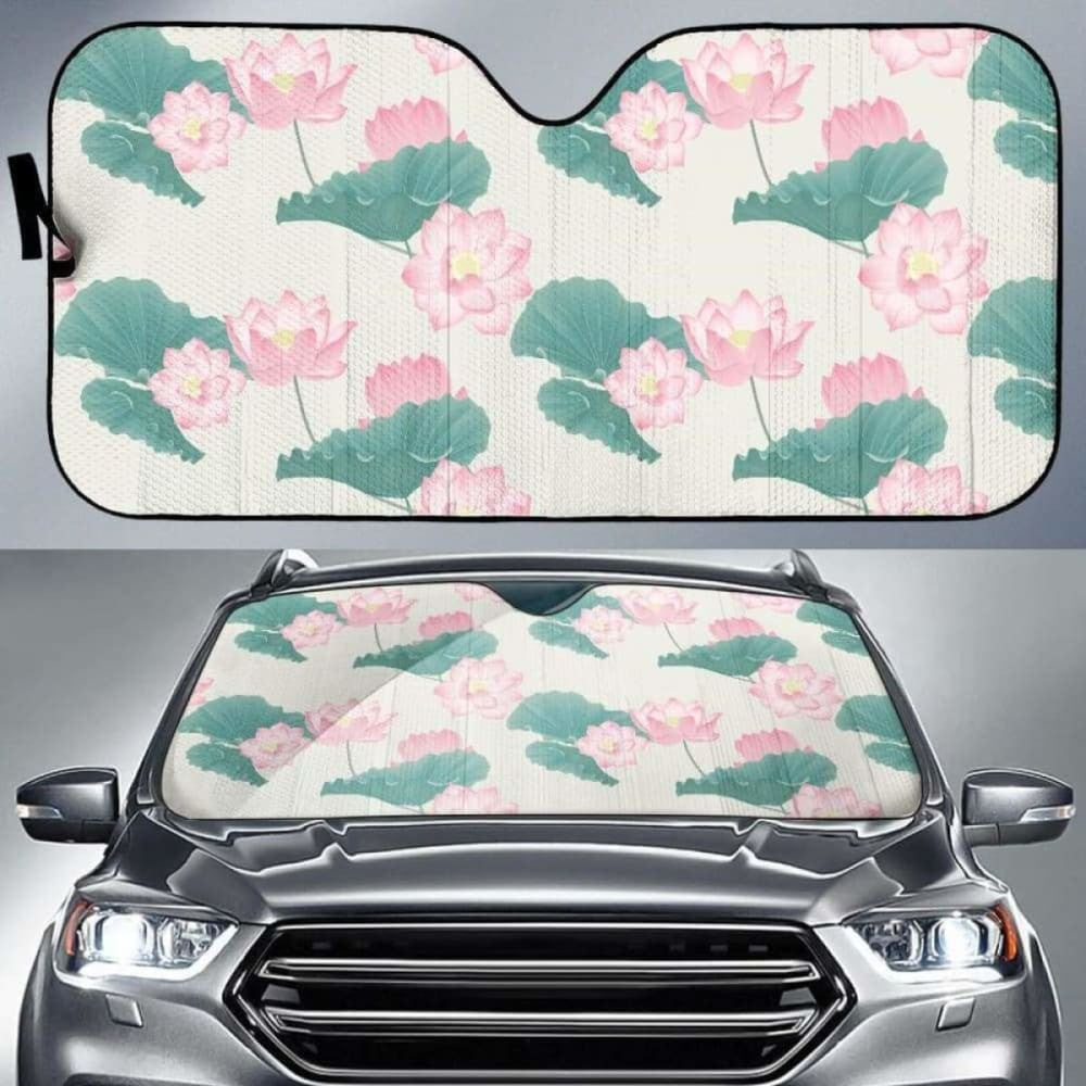 Pink Lotus Waterlily Leaves Pattern Car Auto Sun Shades