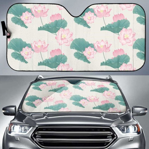 Pink Lotus Waterlily Leaves Pattern Car Auto Sun Shades