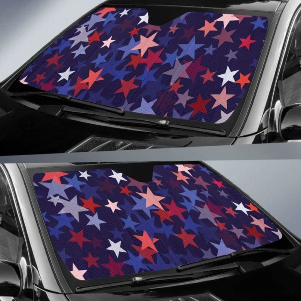 Red Blue Star Pattern Car Auto Sun Shades