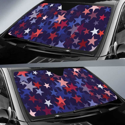 Red Blue Star Pattern Car Auto Sun Shades