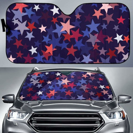 Red Blue Star Pattern Car Auto Sun Shades
