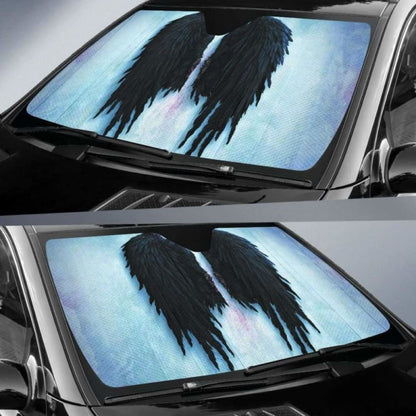 Fallen Angel Black Wings on Snow car auto sunshades