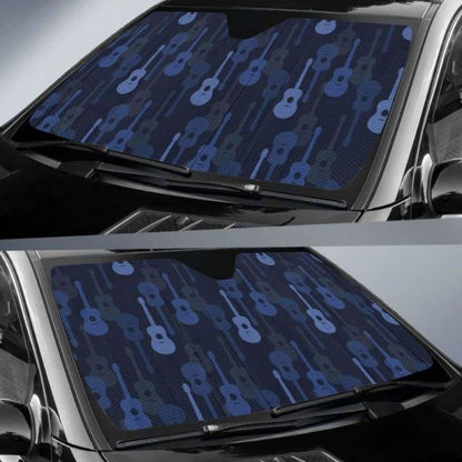 Blue Theme Guitar Pattern Car Auto Sun Shades
