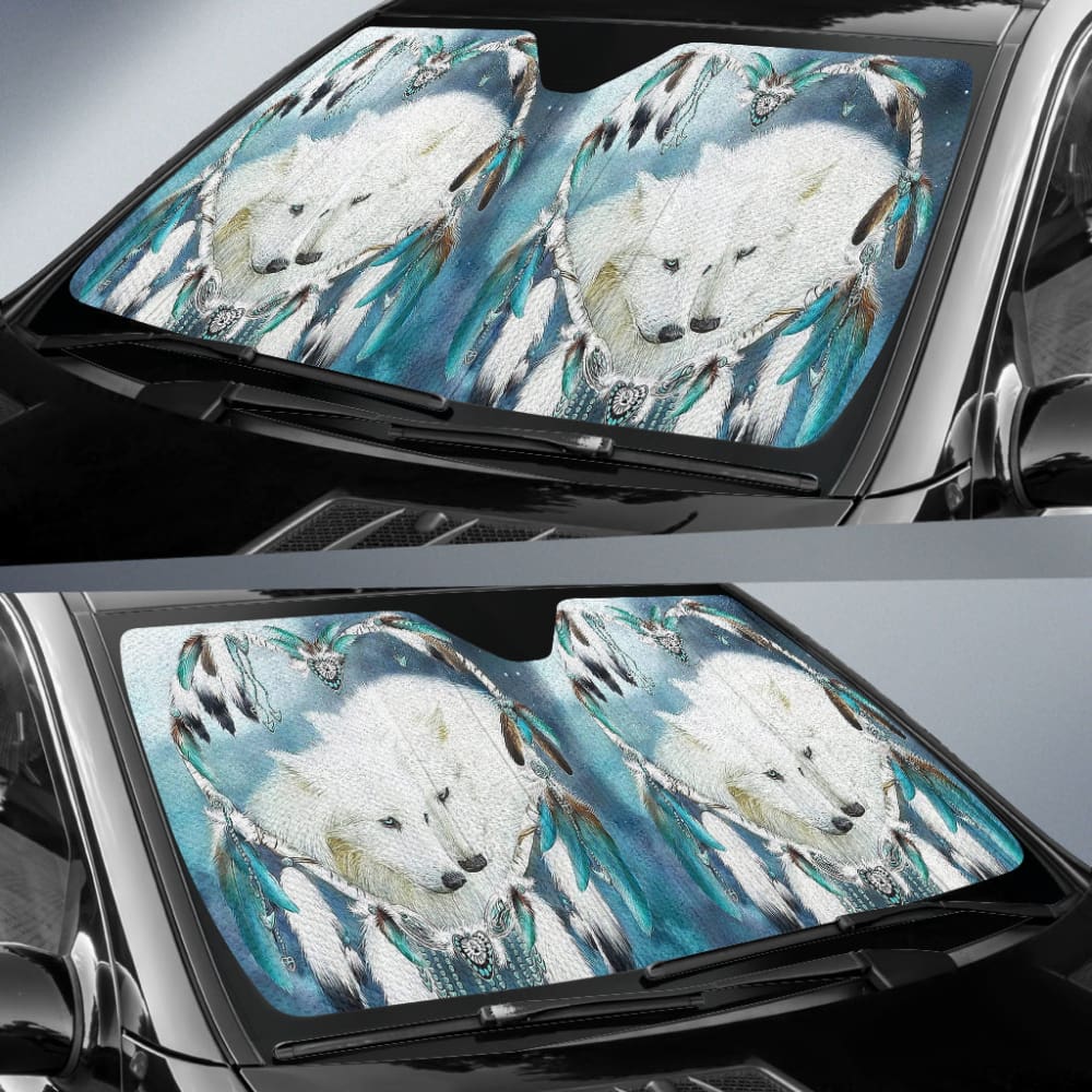 Amazing And Lovely Wolf Dreamcatcher Car Auto Sun Shades