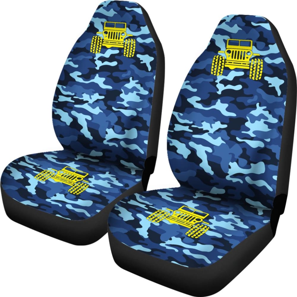 Steel Blue Camouflage Color Pale Blue Jeep Car Seats Covers