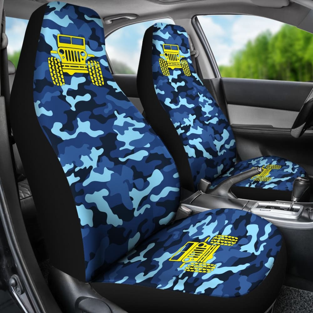 Steel Blue Camouflage Color Pale Blue Jeep Car Seats Covers