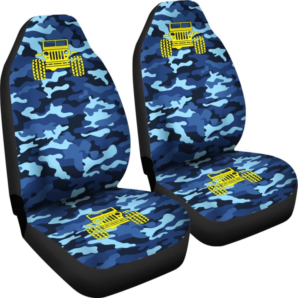 Steel Blue Camouflage Color Pale Blue Jeep Car Seats Covers