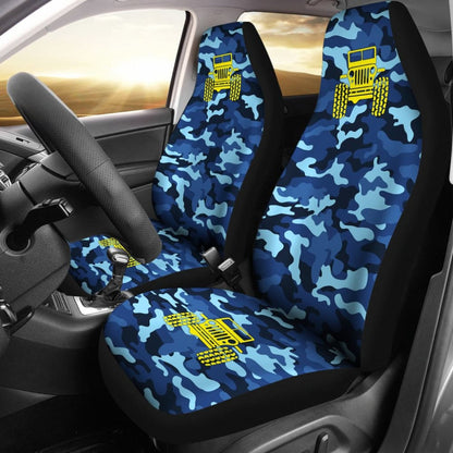 Steel Blue Camouflage Color Pale Blue Jeep Car Seats Covers