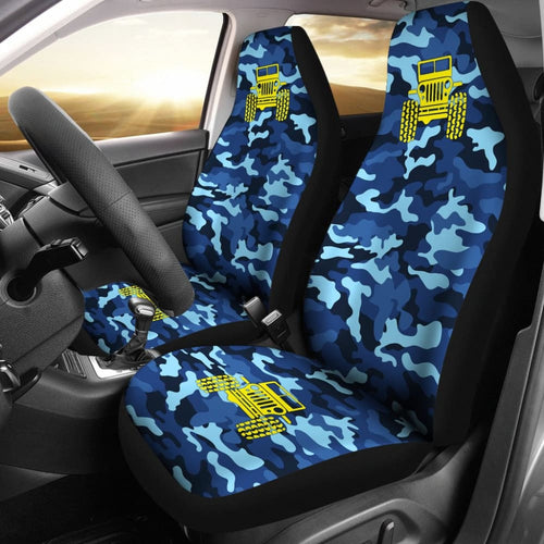 Steel Blue Camouflage Color Pale Blue Jeep Car Seats Covers