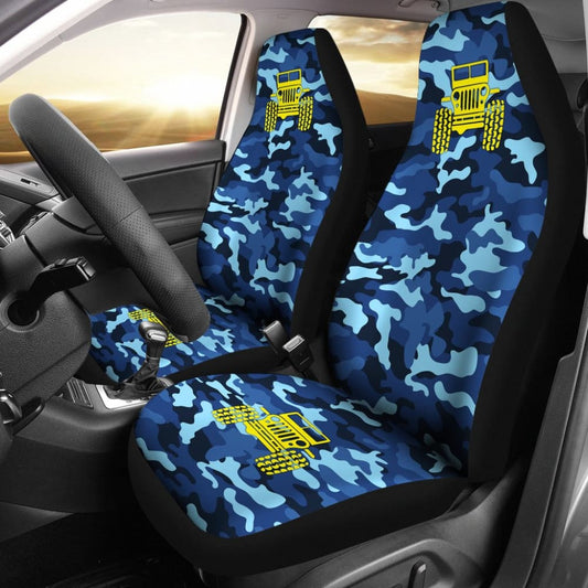Steel Blue Camouflage Color Pale Blue Jeep Car Seats Covers