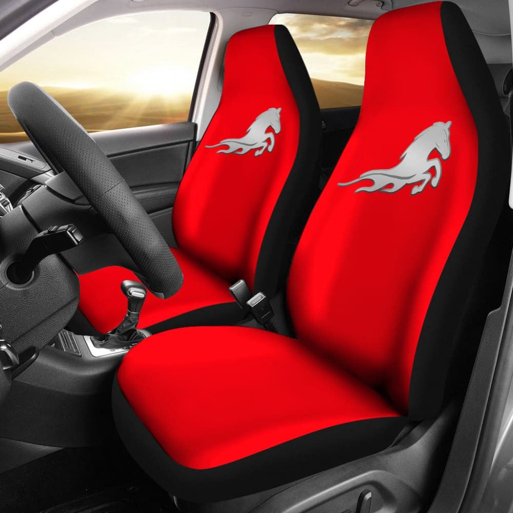 Red Mustang Horse Silhouette Car Seat Covers Custom