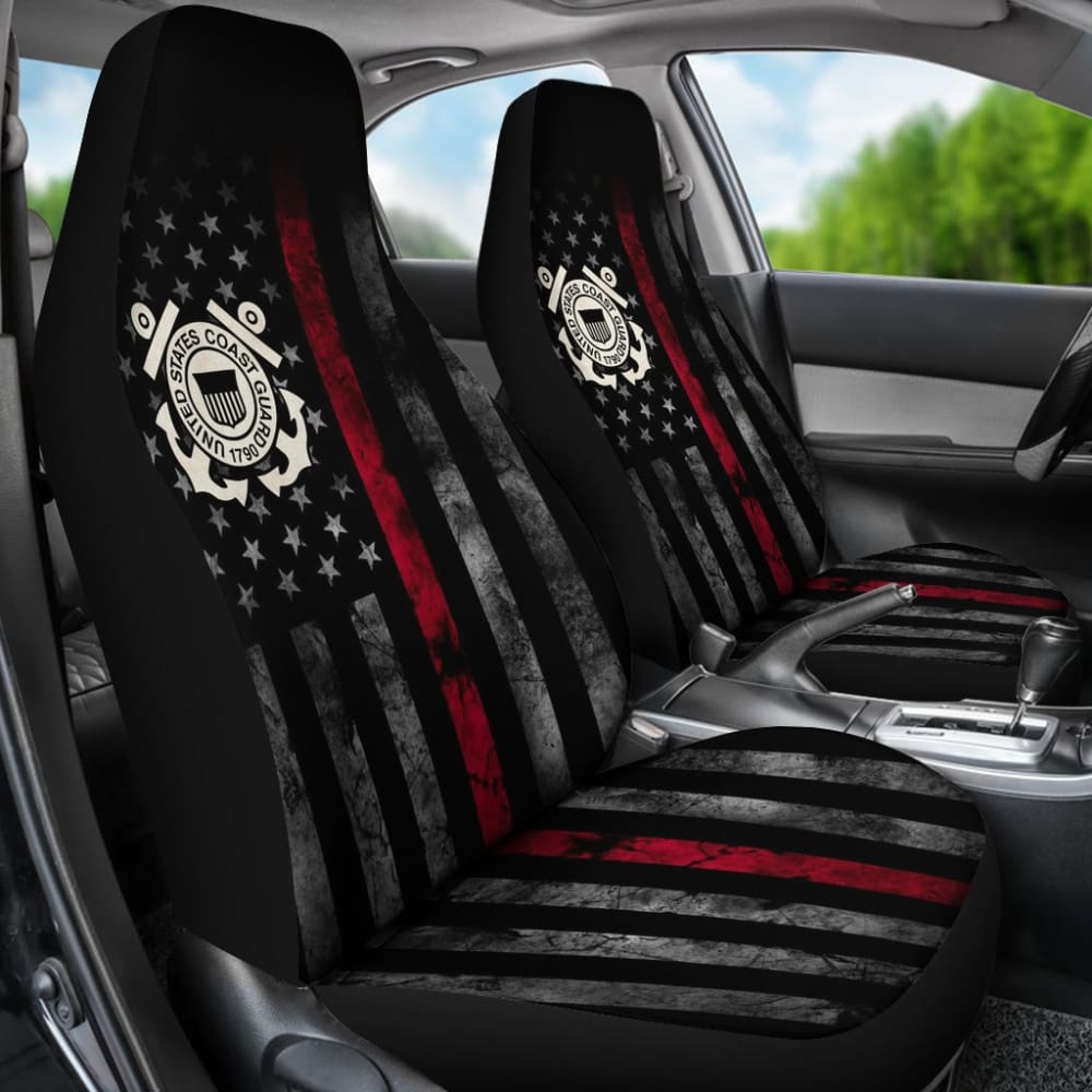 Thin Red Line American Flag US Coast Guard Car Seat Covers Custom