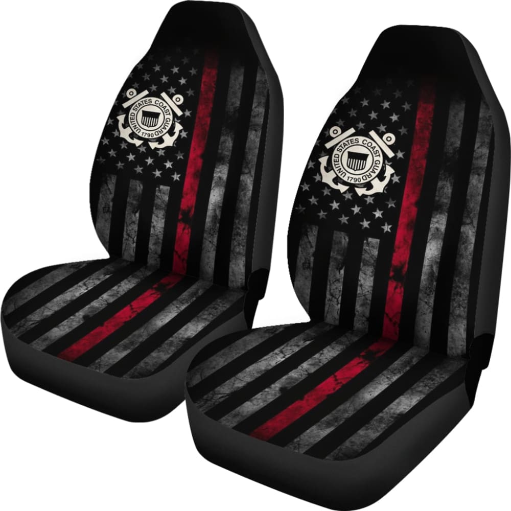Thin Red Line American Flag US Coast Guard Car Seat Covers Custom