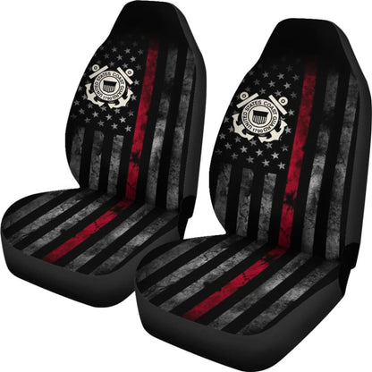 Thin Red Line American Flag US Coast Guard Car Seat Covers Custom