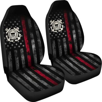 Thin Red Line American Flag US Coast Guard Car Seat Covers Custom